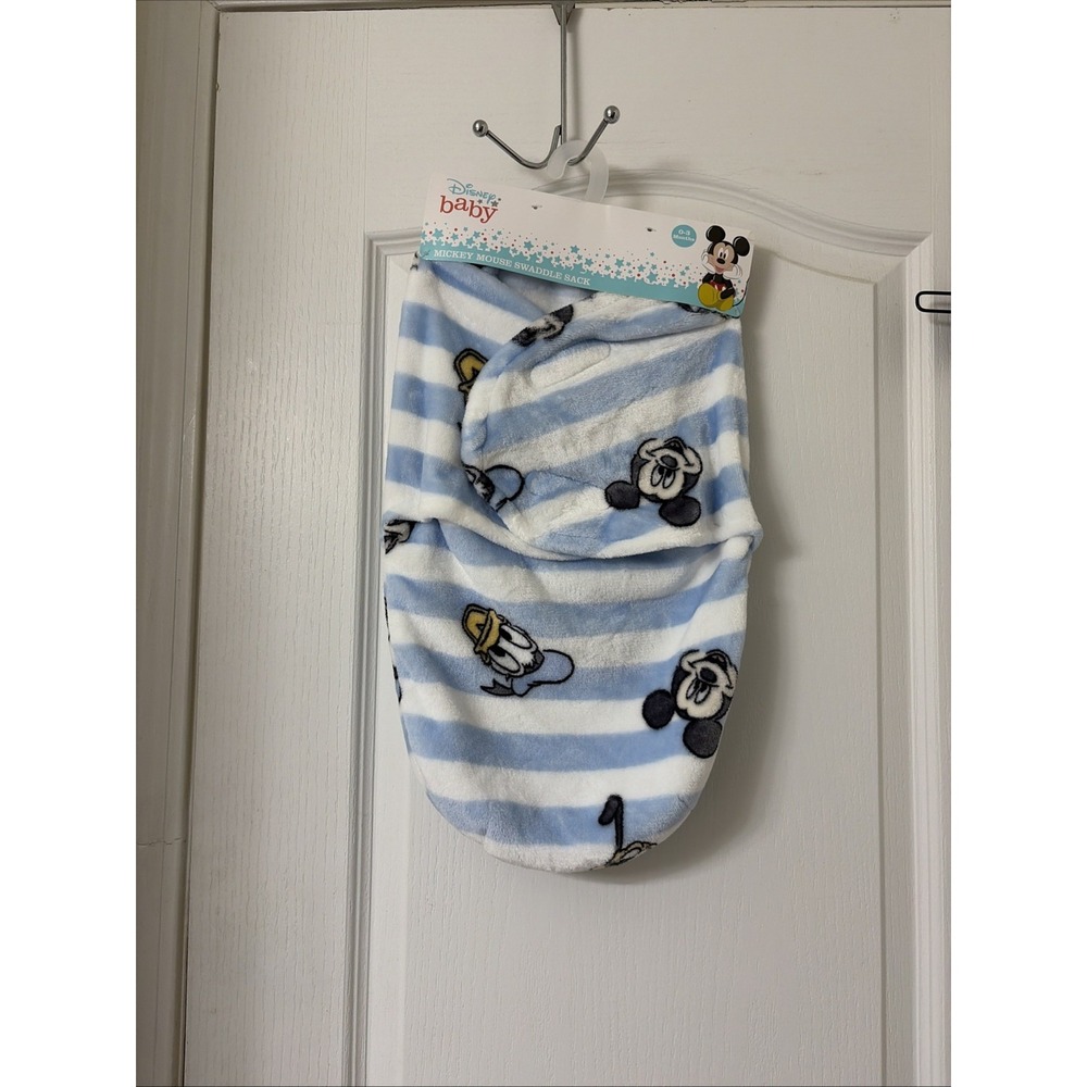NEW Baby (0-3M) Swaddle Sleep Sack Blue Mickey & Donald Blanket Wrap Disney Baby